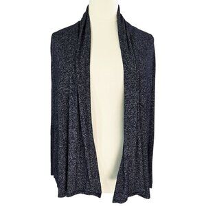 Ann Taylor Dark Blue Marled Open Front Rayon Stretchy Cardigan Relaxed Fit